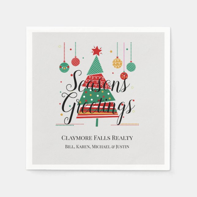 Guardanapo De Papel Árvore Natal Retroativa Personalizável (Frente)