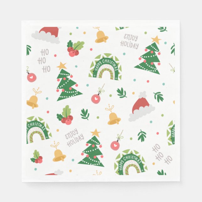 Guardanapo De Papel Árvore natalícia giro arco-íris (Frente)