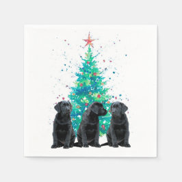 Guardanapo De Papel Árvore Negra de Natal Labrador Cachorro Cachorro N