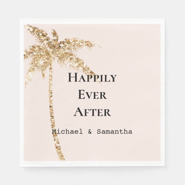 Guardanapo De Papel Árvore Tropical de Palma Dourada (Frente)