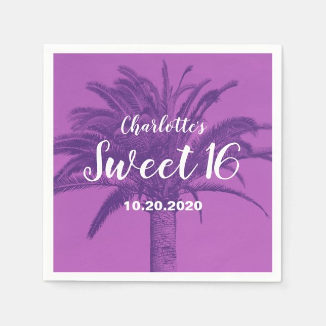 Guardanapo De Papel Árvore Tropical Palm Sweet 16 (Frente)