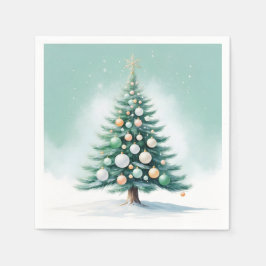 Guardanapo De Papel Árvore verde do pinheiro | Laranja Verde prateado