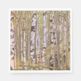 Guardanapo De Papel Árvores-aves numa Floresta Florestal (Roerich)