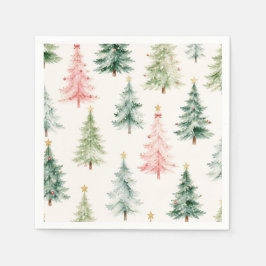 Guardanapo De Papel Árvores de Natal aquarela Férias Pastel 