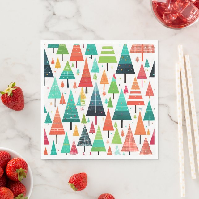 Guardanapo De Papel Árvores de Natal Coloridas Padrão (Insitu)