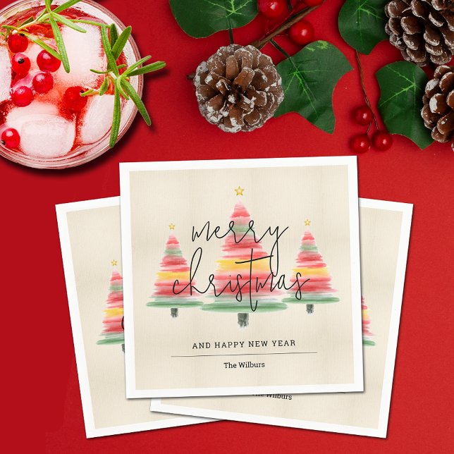Guardanapo De Papel Árvores de Natal de Aquarela (Criador carregado)