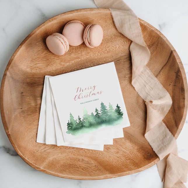 Guardanapo De Papel Árvores de Natal de Florestas Selvagens Verdes (Criador carregado)