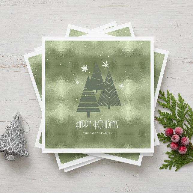 Guardanapo De Papel Árvores de Natal e Flocos de Neve Verde ID863 (Criador carregado)