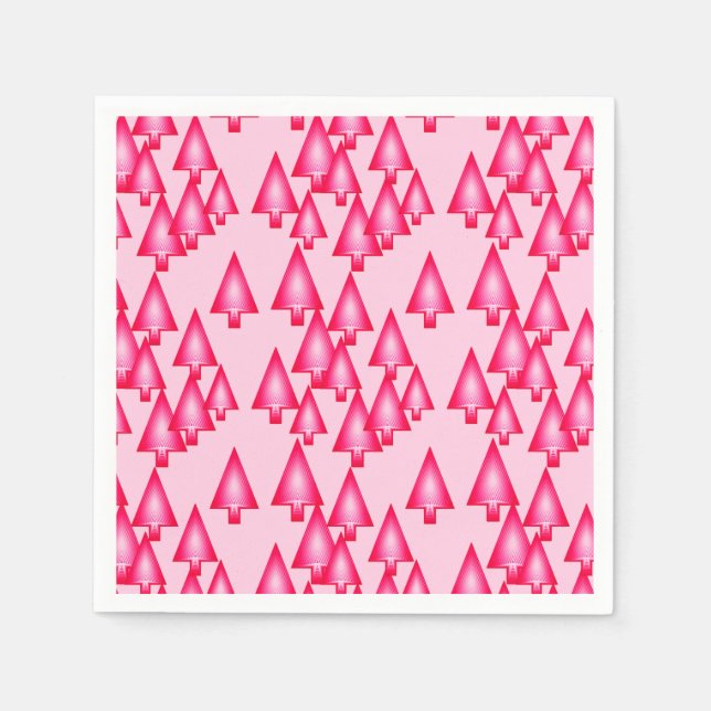 Guardanapo De Papel Árvores de Natal metálicas modernas - cor-de-rosa  (Frente)