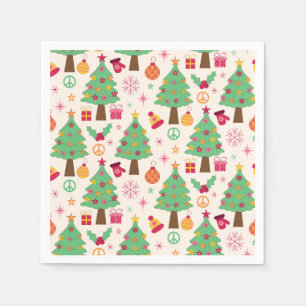 Guardanapo De Papel Árvores de Natal Retroativas com Padrão de Sinal d