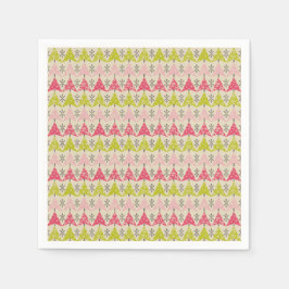 Guardanapo De Papel Árvores de Natal rosa e verde