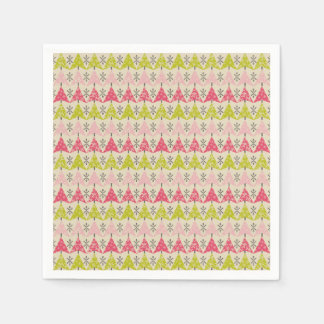 Guardanapo De Papel Árvores de Natal rosa e verde