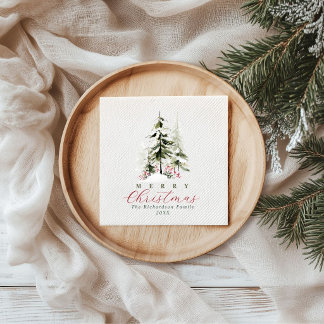 Guardanapo De Papel Árvores de Pinheiro Aquarela Rústica Natal Persona