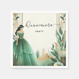 Guardanapo De Papel Árvores Douradas Mint Glam Emerald Green Quinceane