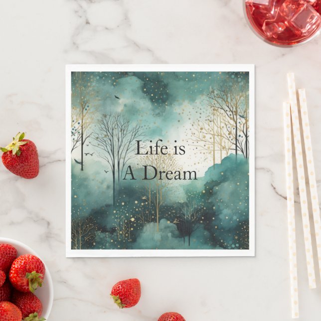 Guardanapo De Papel Árvores Douradas Verdes (Insitu)