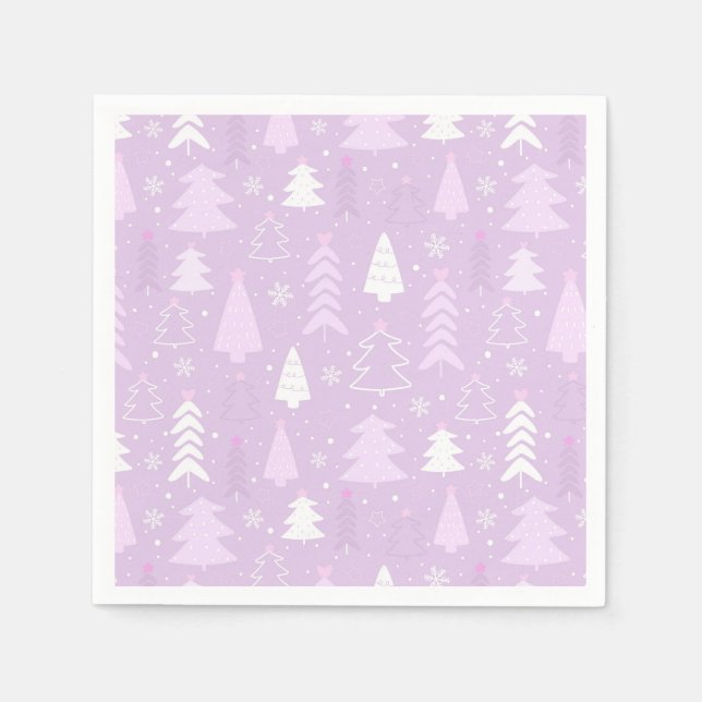 Guardanapo De Papel Árvores Violetas Roxas Papel de Natal de inverno N (Frente)