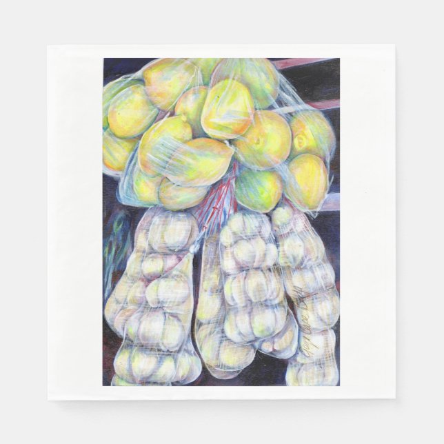 Guardanapo De Papel As Maravilhas dos Mercados Molhados, Singapura (Frente)