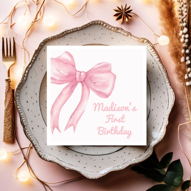 Guardanapo De Papel As Meninas Só Vão Ficar Com Um Arco Rosa Coquette  (Criador carregado)