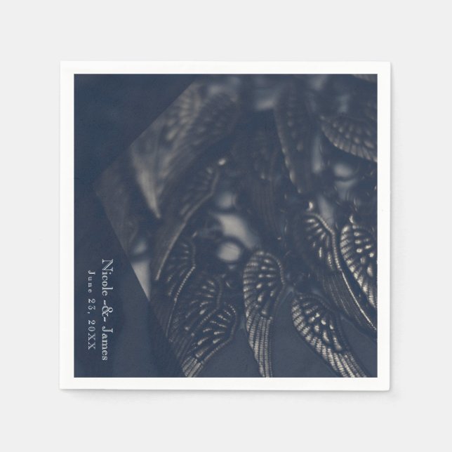 Guardanapo De Papel Asas de Anjo Negro Festa Glam Chic Gótica (Frente)