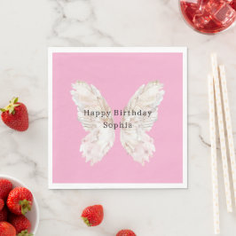 Guardanapo De Papel Asas de Borboleta Rosa de Aniversário de Menina