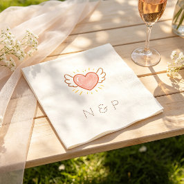 Guardanapo De Papel Asas e Coração de Amor Editáveis