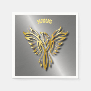 Guardanapo De Papel Ascensão Ouro Phoenix Dourado Flames Com Sombras
