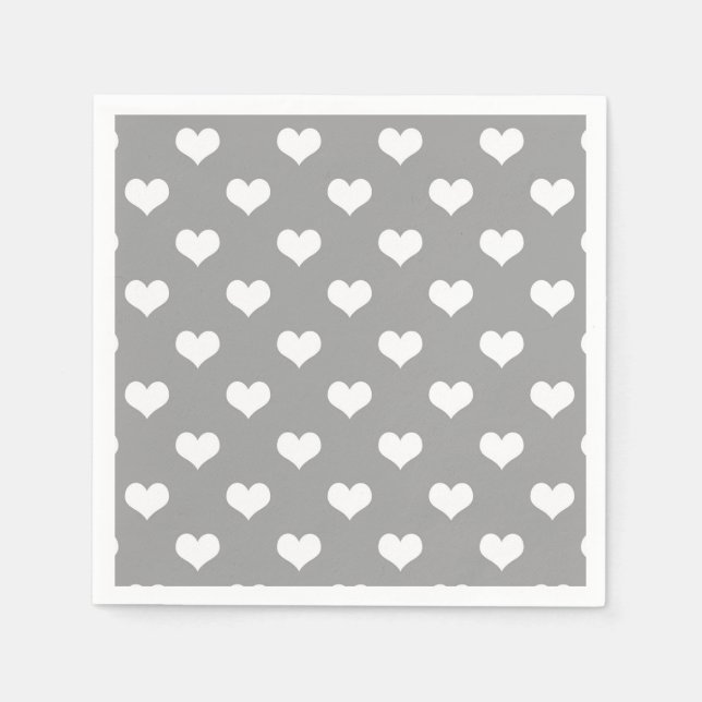 Guardanapo De Papel Ash Cinza Love Heart Pattern Design (Frente)