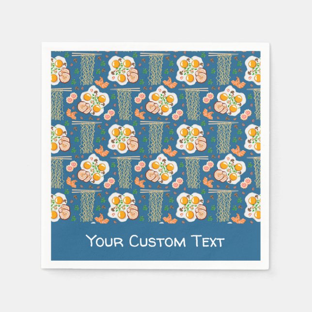 Guardanapo De Papel Asian Food Illustration Paper Napkins with Ramen  (Frente)