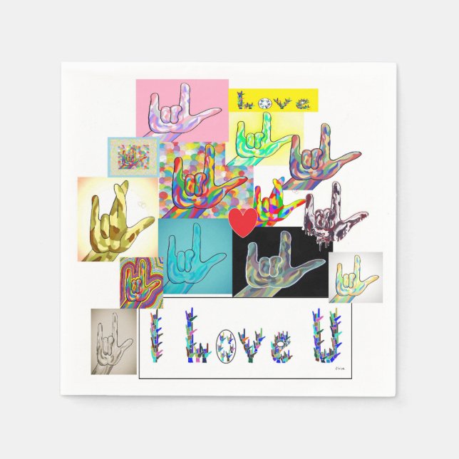 Guardanapo De Papel ASL I Love You Medley (Frente)