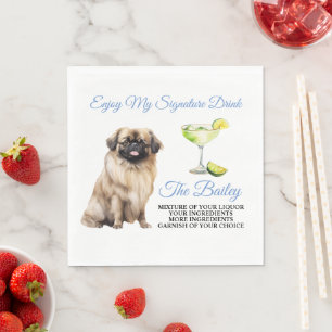 Guardanapo De Papel Assinatura de Casamento Pekingês Bebida