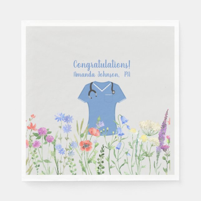 Guardanapo De Papel Assistente médico PA personalizado Esfregões azuis (Frente)
