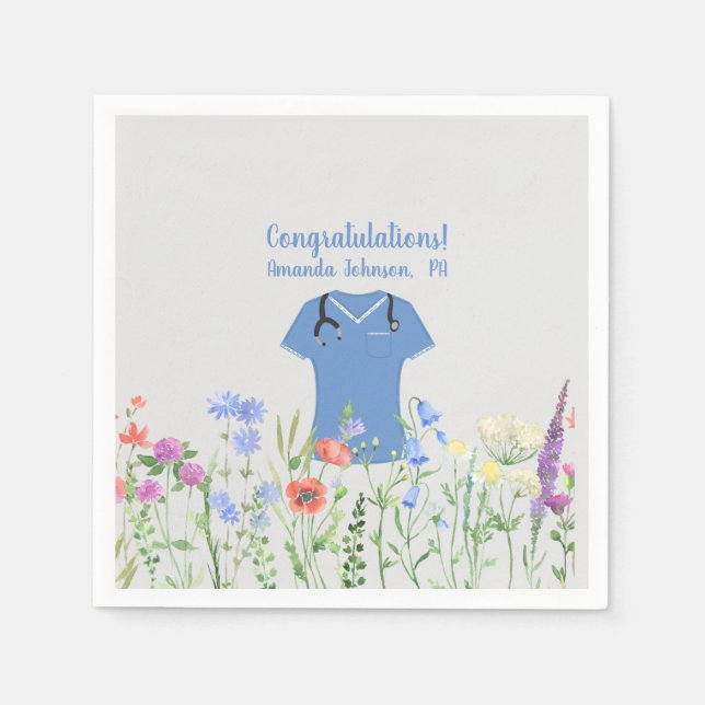 Guardanapo De Papel Assistente médico PA personalizado Esfregões azuis (Frente)