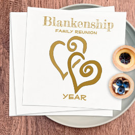 Guardanapo De Papel Associação Familiar Personalizada Corações Dourado