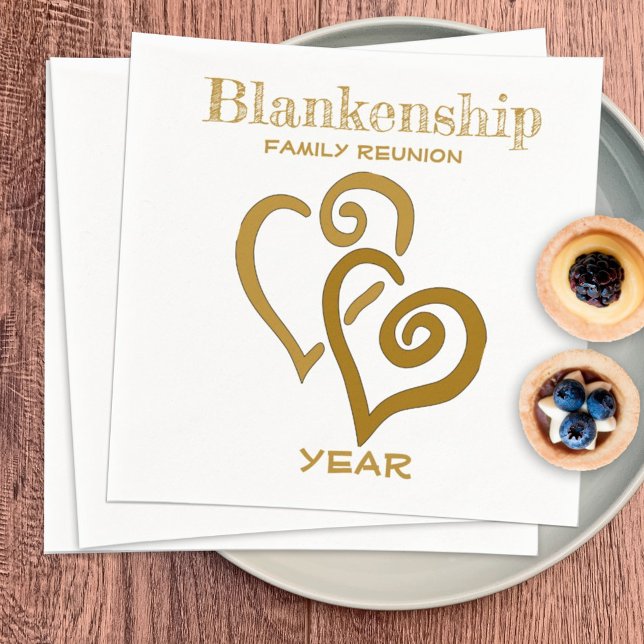 Guardanapo De Papel Associação Familiar Personalizada Corações Dourado (Criador carregado)