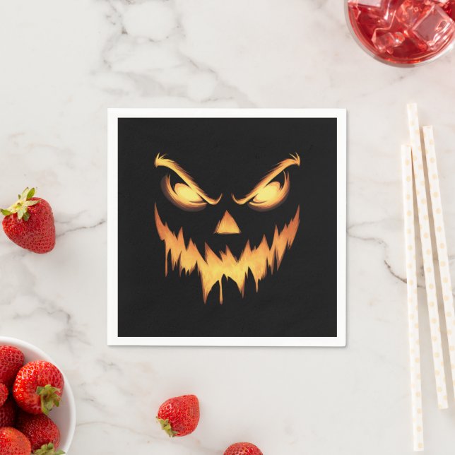 Guardanapo De Papel Assustador Pumpkin Jack O Lanterna Face Halloween (Insitu)