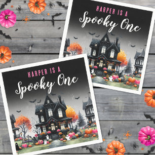 Guardanapo De Papel Assustador Um Rosa Aniversário de 1 ano de Hallowe