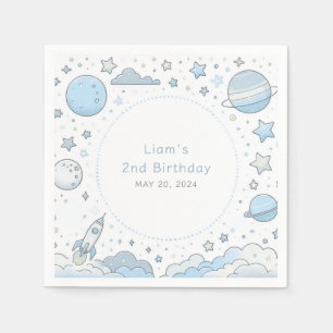 Guardanapo De Papel Astronauta Azul Aniversário de criança Foguete Esp