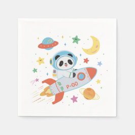 Guardanapo De Papel Astronauta azul e laranja Panda