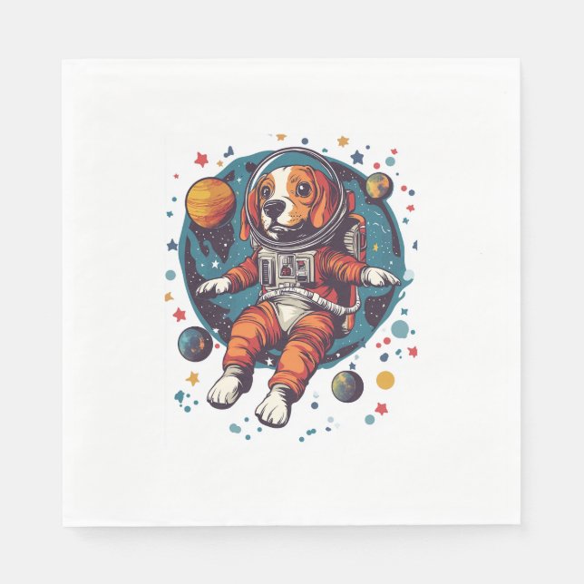 Guardanapo De Papel Astronauta Beagle - Espaço Explorer Dog (Frente)
