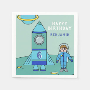 Guardanapo De Papel Astronauta Boy e Rocket na Festa de aniversário d