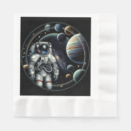 Guardanapo De Papel Astronauta e Planetas Vintage