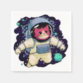 Guardanapo De Papel Astronauta Gato Colorido