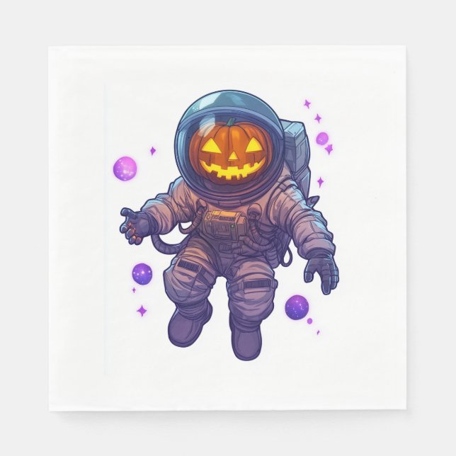 Guardanapo De Papel Astronauta Jack-o-Lanterna (Frente)