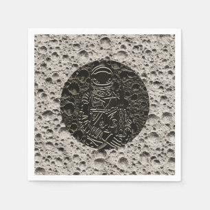 Guardanapo De Papel Astronauta na Lua Espaço Preto & Cinza