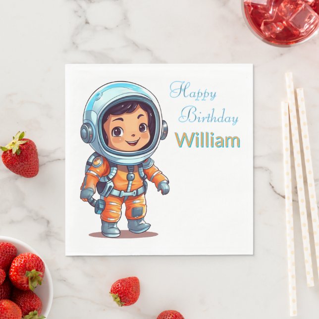 Guardanapo De Papel Astronauta Personalizado Feliz Aniversário (Insitu)