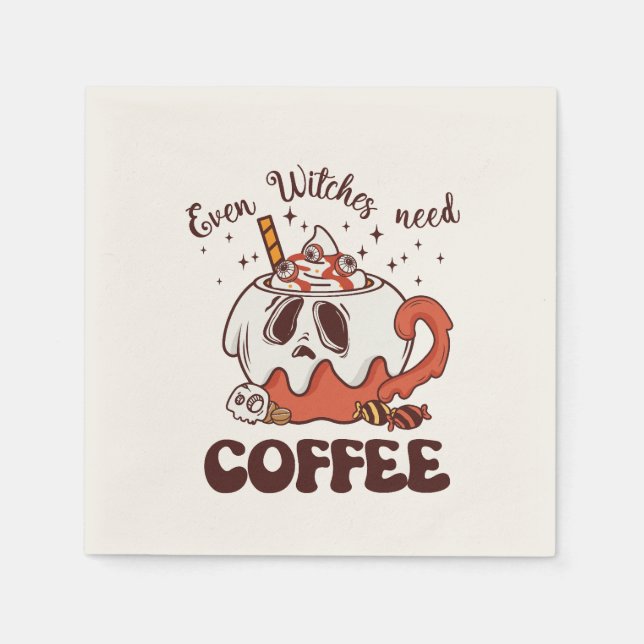 Guardanapo De Papel Até Bruxas Precisam De Café (Frente)