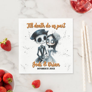 Guardanapo De Papel Até que a Morte nos Separe Casamento de Halloween