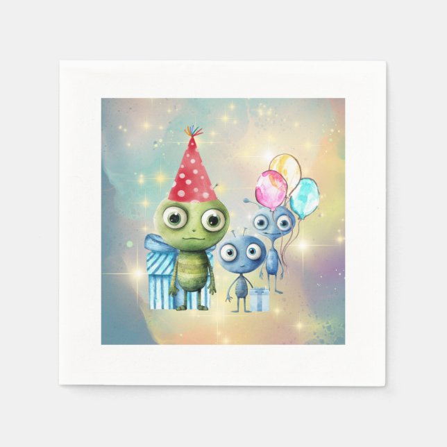 Guardanapo De Papel Atenção Planície Intergaláctica Aniversário Napkin (Frente)