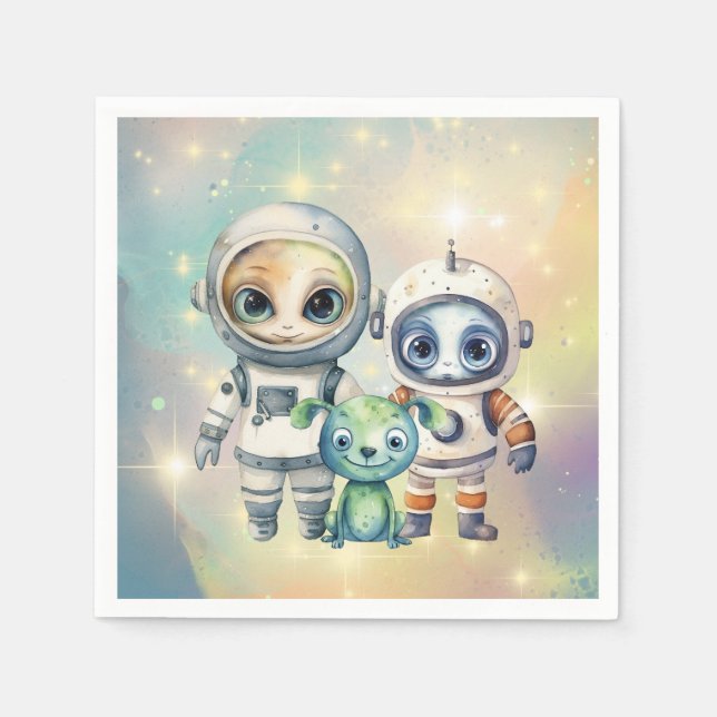 Guardanapo De Papel Atenção Planície Intergaláctica Aniversário Napkin (Frente)