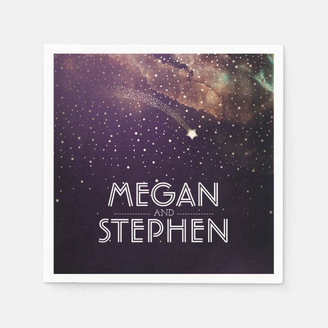 Guardanapo De Papel Atirar na Estrela Plum e Dourado Starry Noturno (Frente)